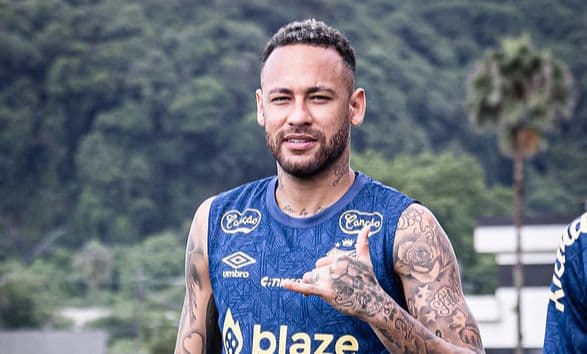 Neymar marca gol por trás da trave em treino do Santos: "Fácil"