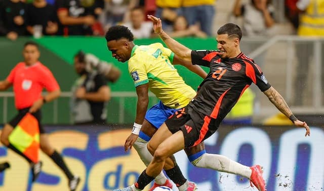 Vini Jr decide no fim e Brasil bate a Colômbia por 2 a 1