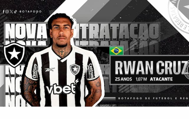 Botafogo anuncia a contratação do atacante Rwan Cruz, ex-Santos e Vasco 
