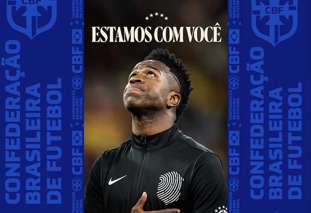 CBF exige investigação e cobra rigor da Fifa e Uefa por racismo contra Vini Jr.