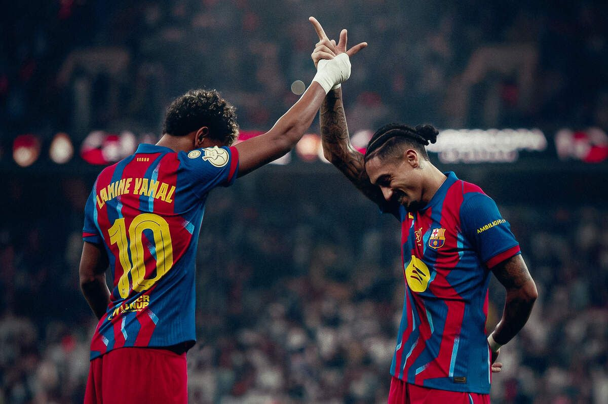 Imagem da noticia Raphinha brilha, Barcelona vence o Real e conquista a Supercopa