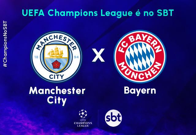 Imagem da noticia SBT transmite Manchester City x Bayern de Munique pelas quartas da Champions