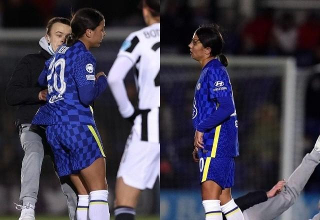 Jogadora do Chelsea derruba torcedor engraçadinho na Europa; assista!