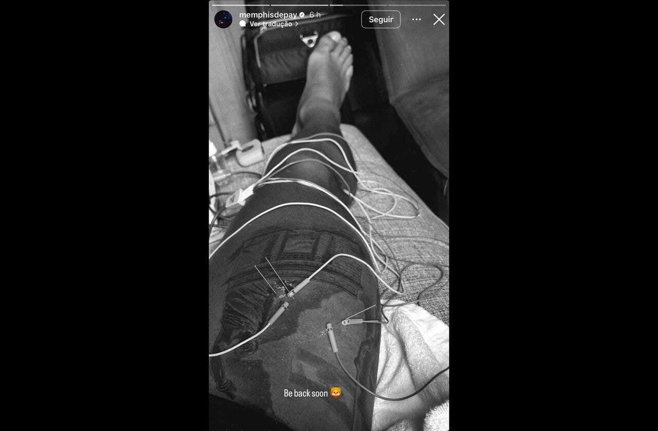 Imagem da noticia Depay mostra tratamento de lesão na coxa nas redes sociais: ''Volto em breve''