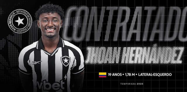 Botafogo anuncia lateral-esquerdo Hernández por empréstimo Botafogo anuncia lateral-esquerdo Hernández por empréstimo