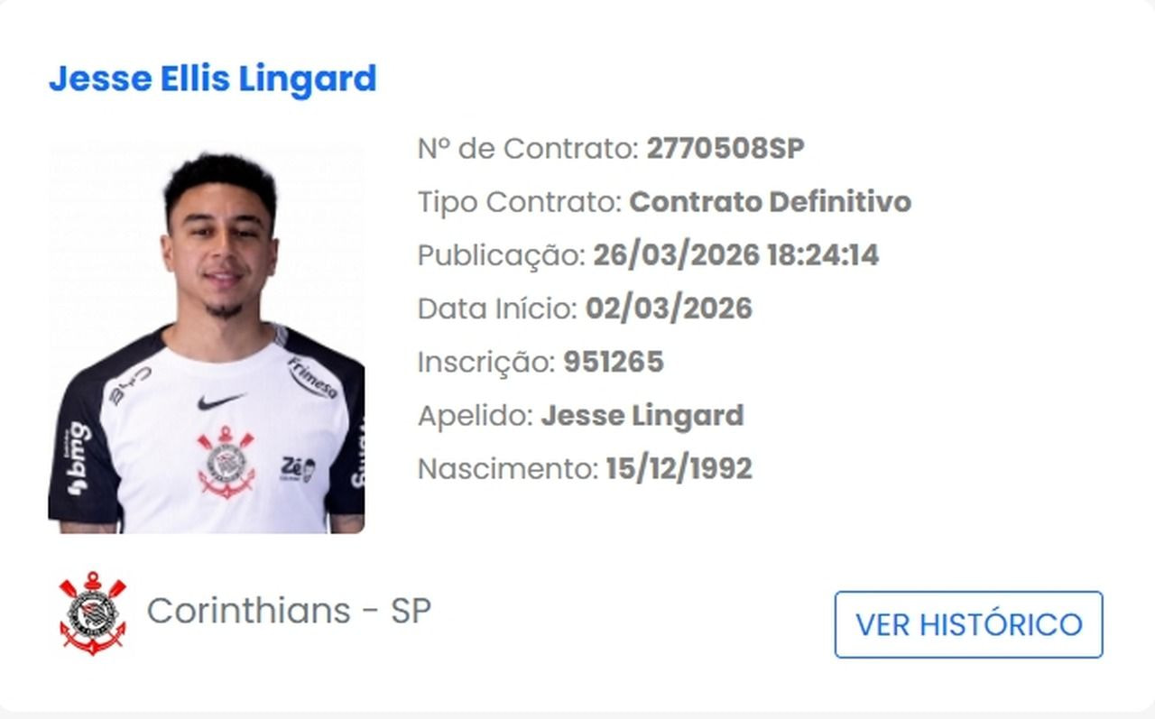 Imagem da noticia Lingard aparece no BID e pode estrear pelo Corinthians no Maracanã