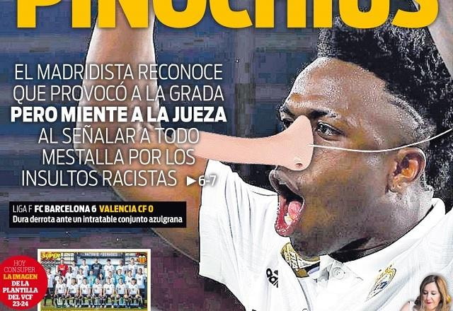 Imagem da noticia Jornal de Valência chama Vini Jr de "Pinóquio" após depoimento sobre racismo