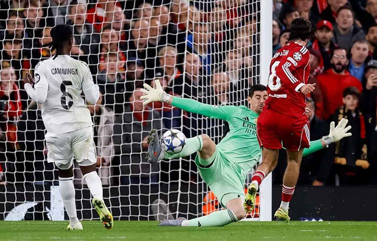 Imagem da noticia Courtois lamenta derrota do Real Madrid para o Liverpool: “Fiz o possível”