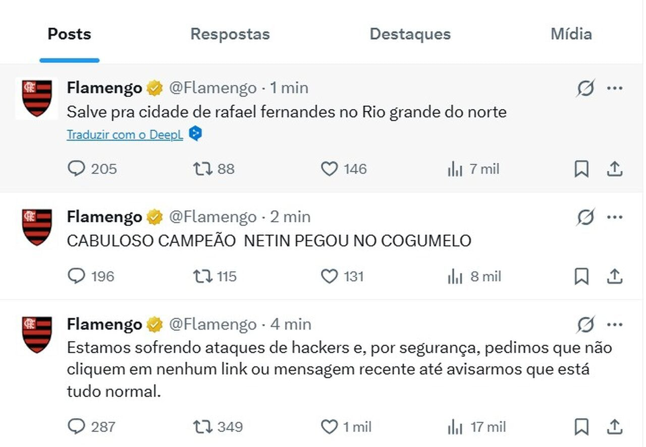Imagem da noticia Flamengo sofre ataque de hackers no X durante final