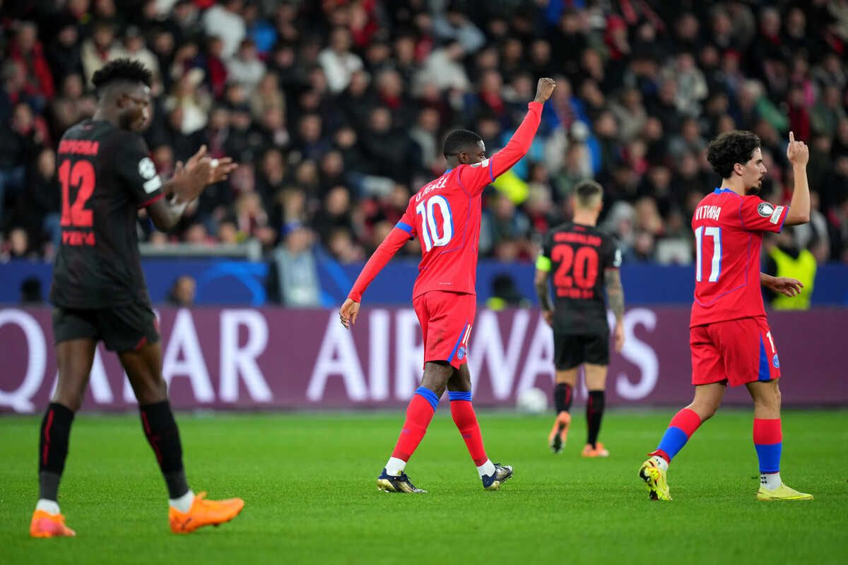 Imagem da noticia Em volta de Dembélé, PSG faz 7 a 2 no Leverkusen e segue 100% na Champions