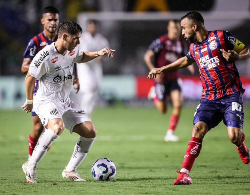 Imagem da noticia Em jogo frenético, Santos tropeça em casa e empata com o Bahia