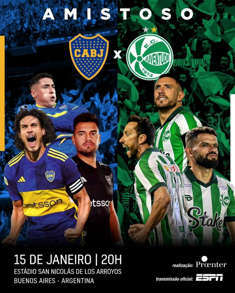 Imagem da noticia Juventude anuncia amistoso contra o Boca Juniors
