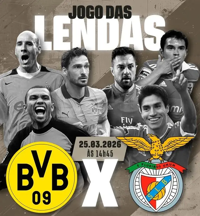 SBT Sports transmite Lendas do Borussia Dortmund x Lendas do Benfica SBT Sports transmite Lendas do Borussia Dortmund x Lendas do Benfica