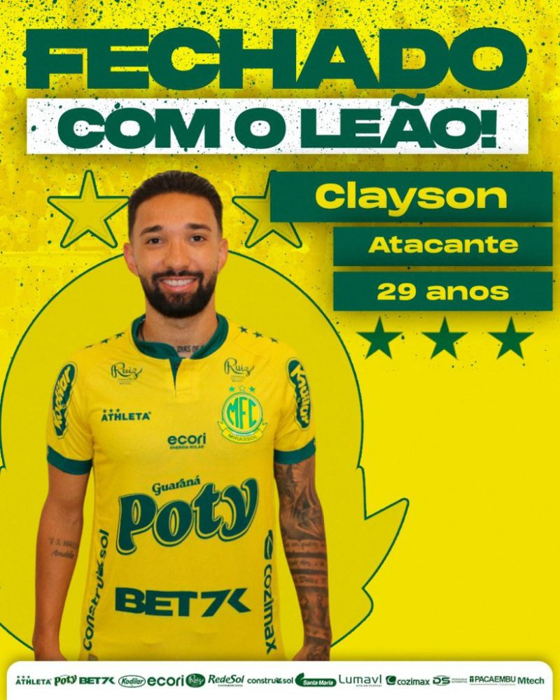 Imagem da noticia Mirassol anuncia o reforço do atacante Clayson