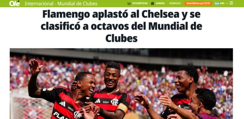 Imagem da noticia Imprensa internacional exalta Flamengo após vitória sobre o Chelsea